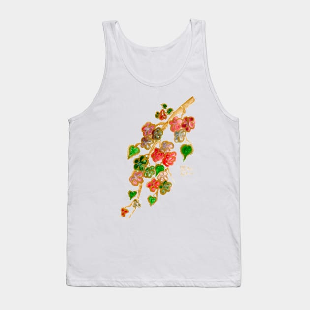 Cherry blossom gold watercolour art Tank Top by Pragonette